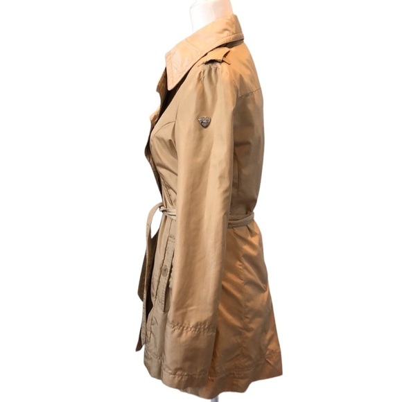 Postcard Bergdorf Goodman Tan Gold Belted Collared Lined Trench Coat Jacket 6 - Picture 3 of 16